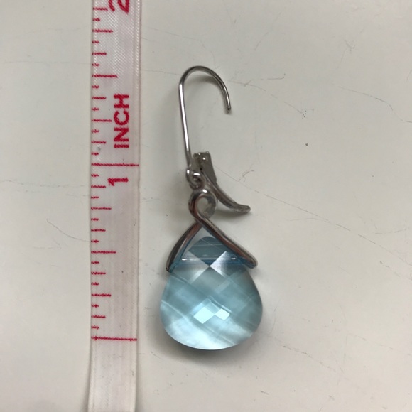 Sterling Silver Blue Crystal Teardrop earrings - Picture 4 of 5